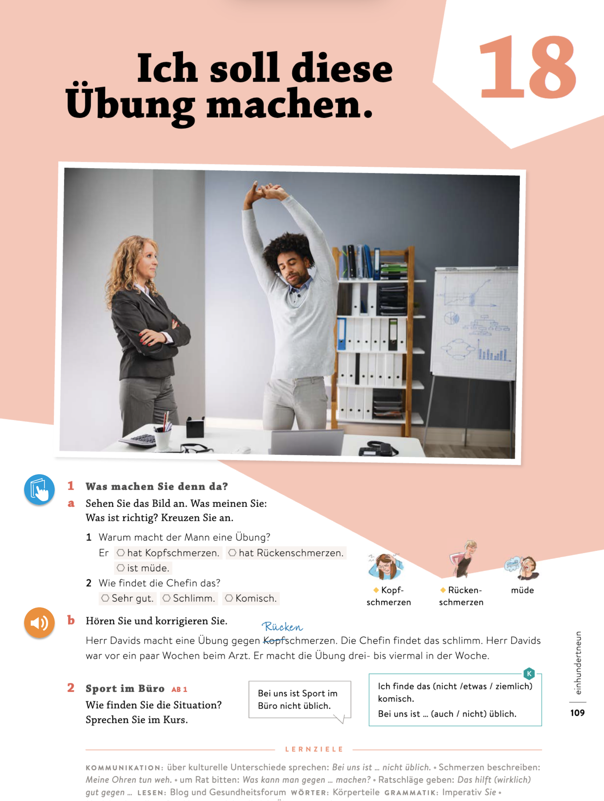 Ich soll diese Übung machen.